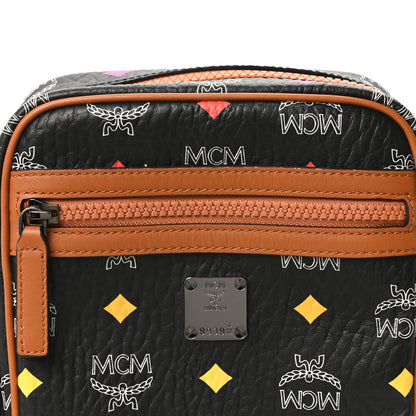 MCM Skyoptic Visetos Camera Crossbody Bag Spectrum Diamond Black Cognac 7 of 9