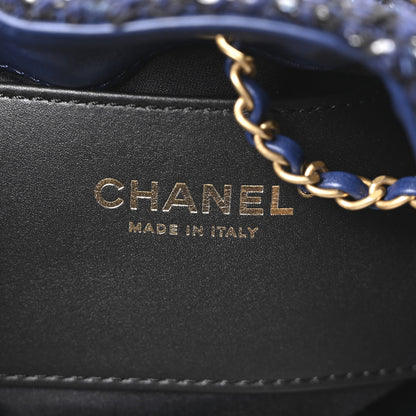 Chanel Tweed Quilted Small Chanel 25 Handbag Blue 6 of 10