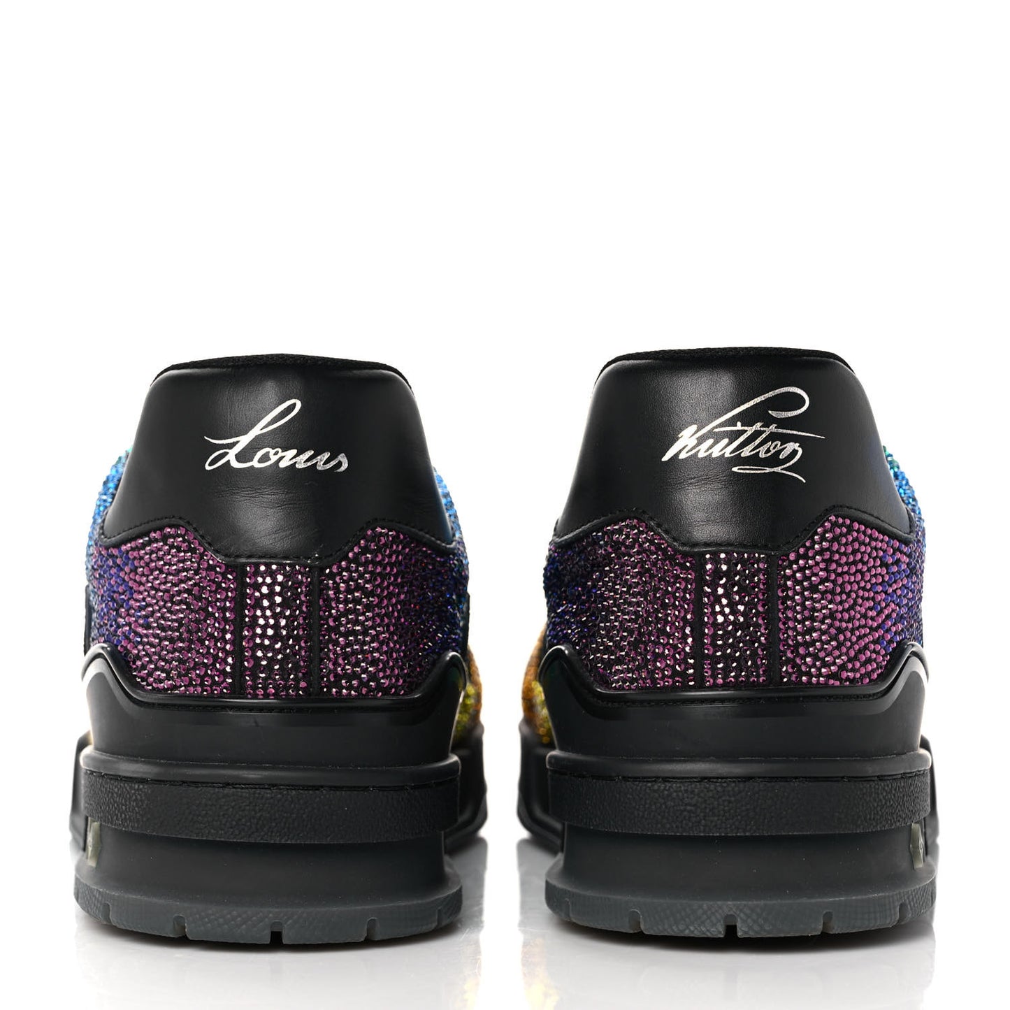 Crystal Mens LV Trainer Sneakers 13 Black