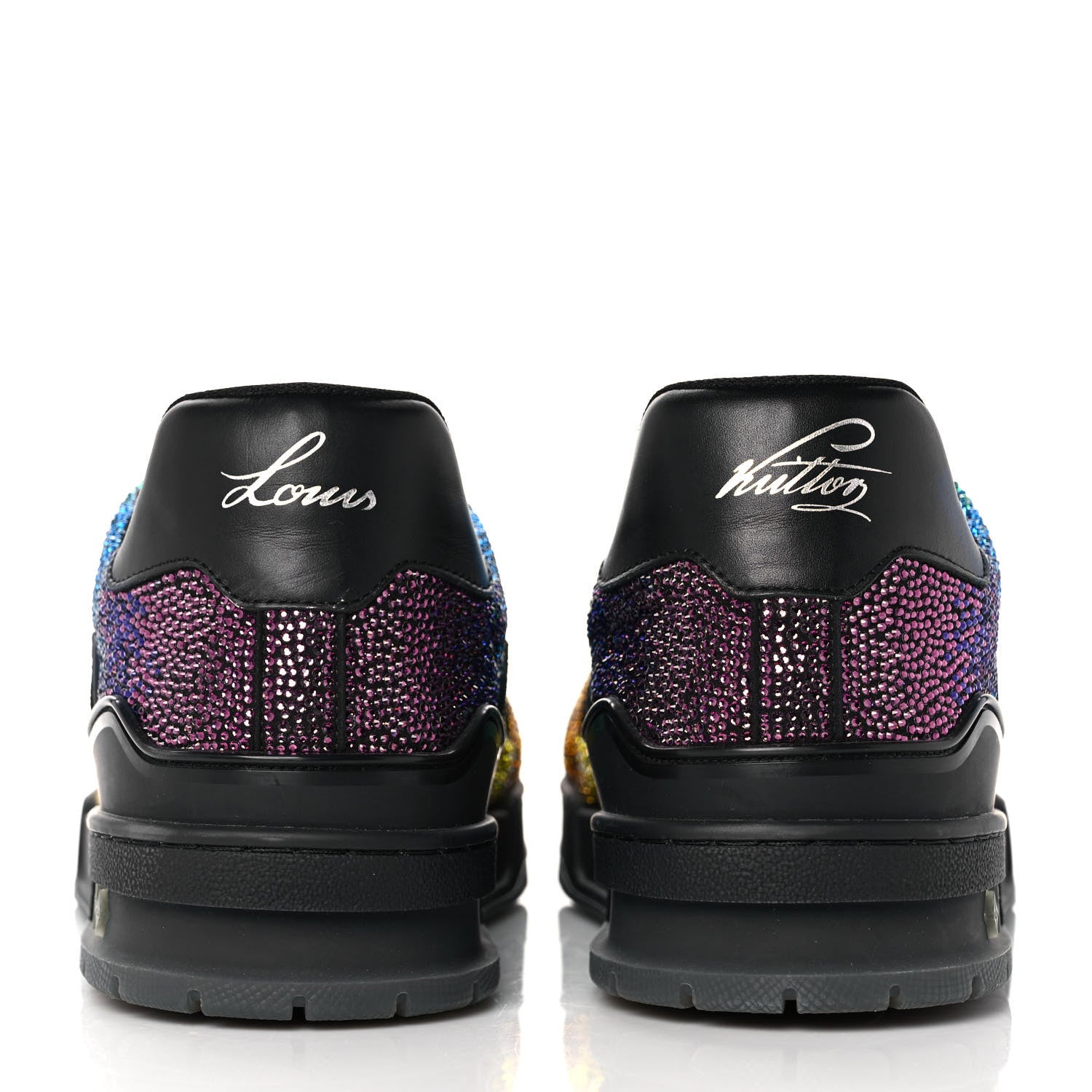 Louis Vuitton Crystal Mens LV Trainer Sneakers 13 Black 5 of 9
