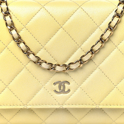 Chanel Cloudy Pearly Goatskin Quilted Wallet on Chain WOC Jaune 9 of 12