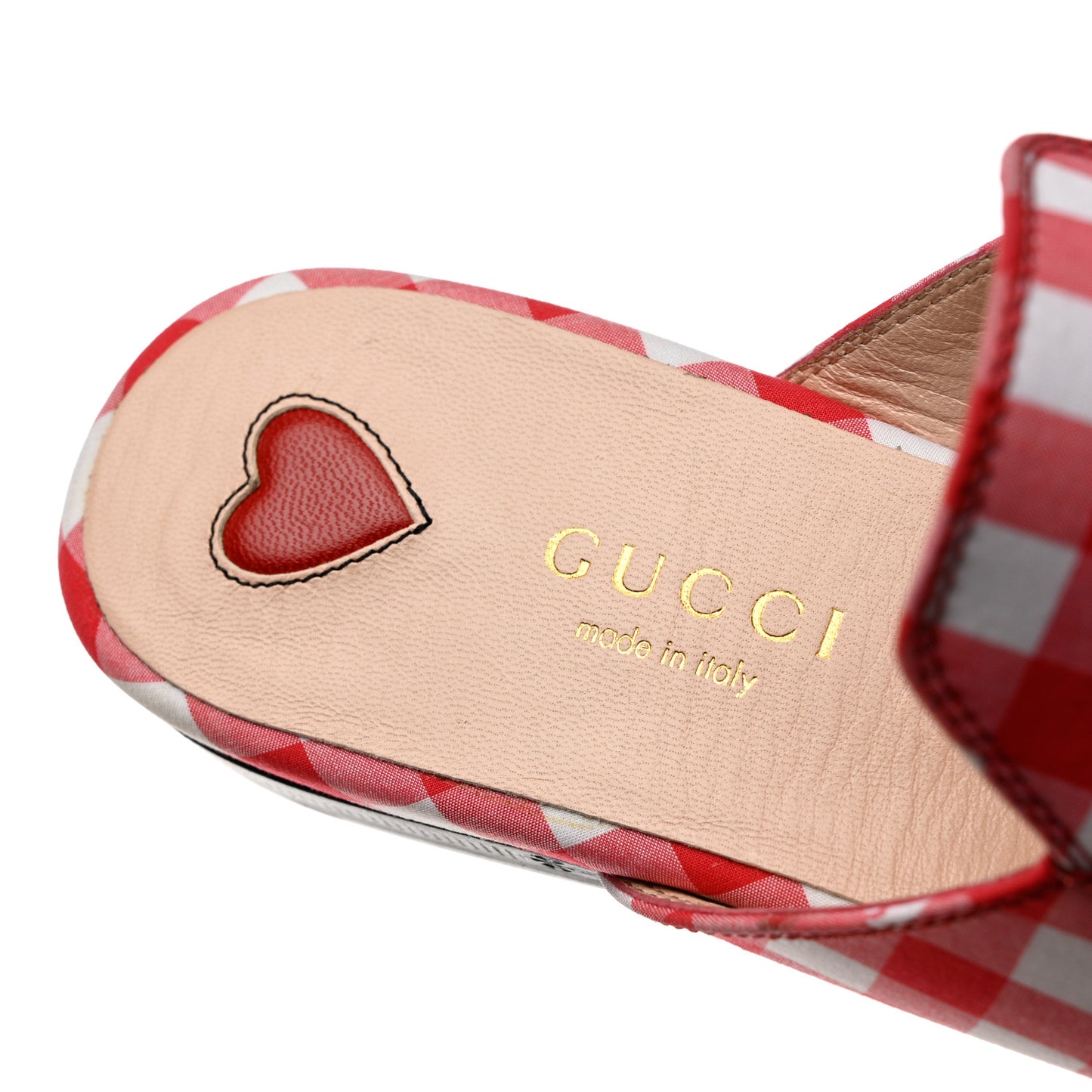 Cotton Gingham Womens Princetown Slippers 35 White Red