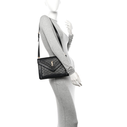 Saint Laurent Calfskin Quilted Lacquered Gaby Satchel Black 3 of 12