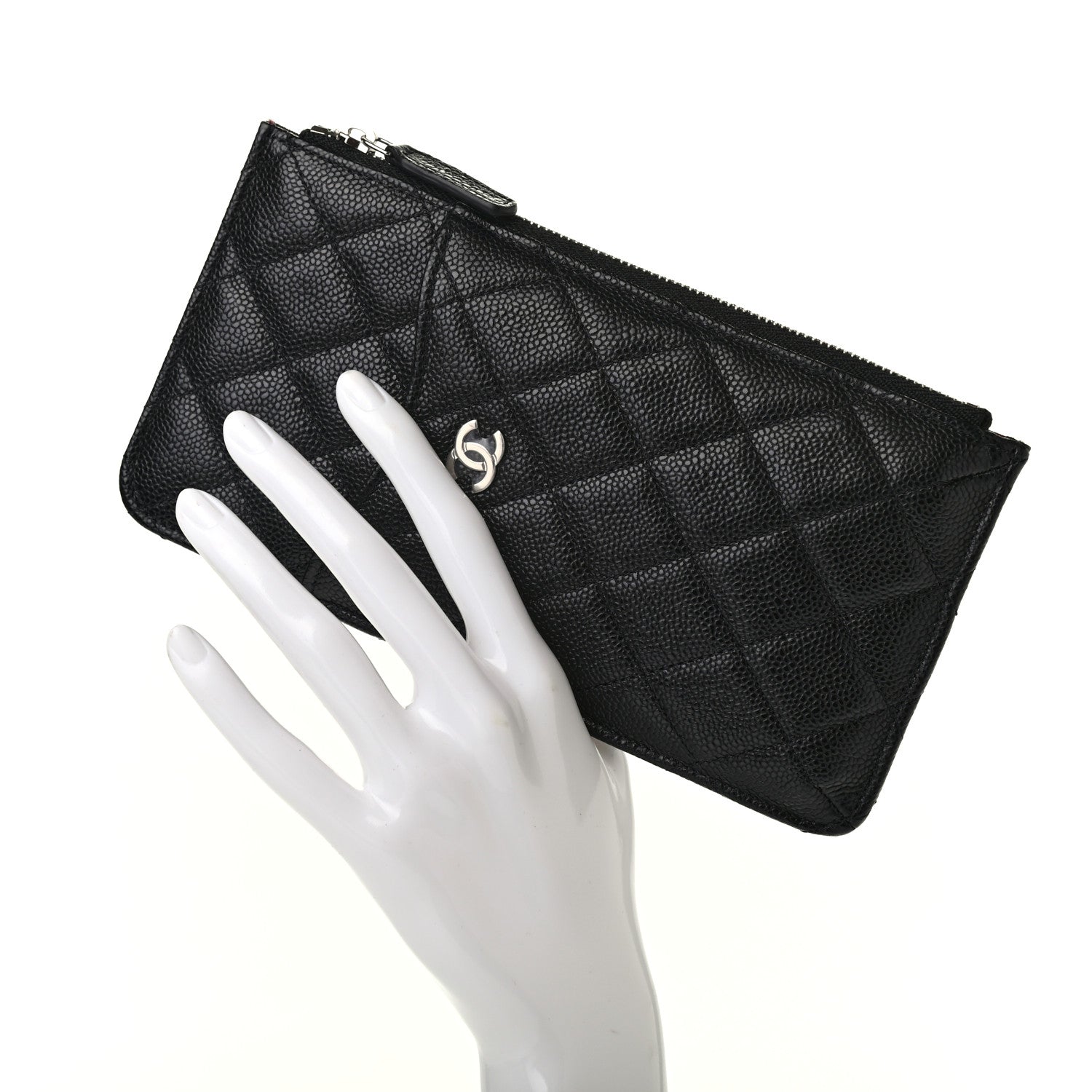 Chanel Caviar Quilted Classic Flat Wallet Pouch Black 2 of 7