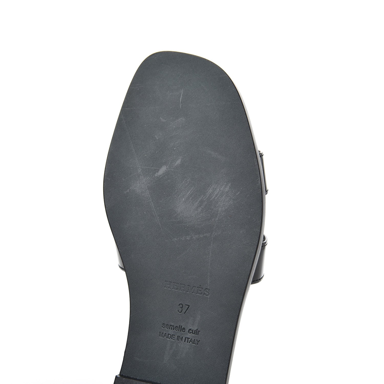 Hermes Patent Oran Sandals 37 Black 9 of 13