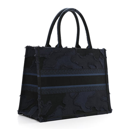 Christian Dior Canvas Embroidered Camouflage Book Tote Blue 3 of 10