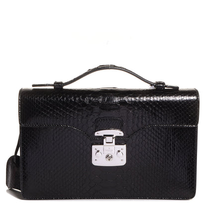 Gucci Python Small Lady Lock Briefcase Clutch Black 1 of 9