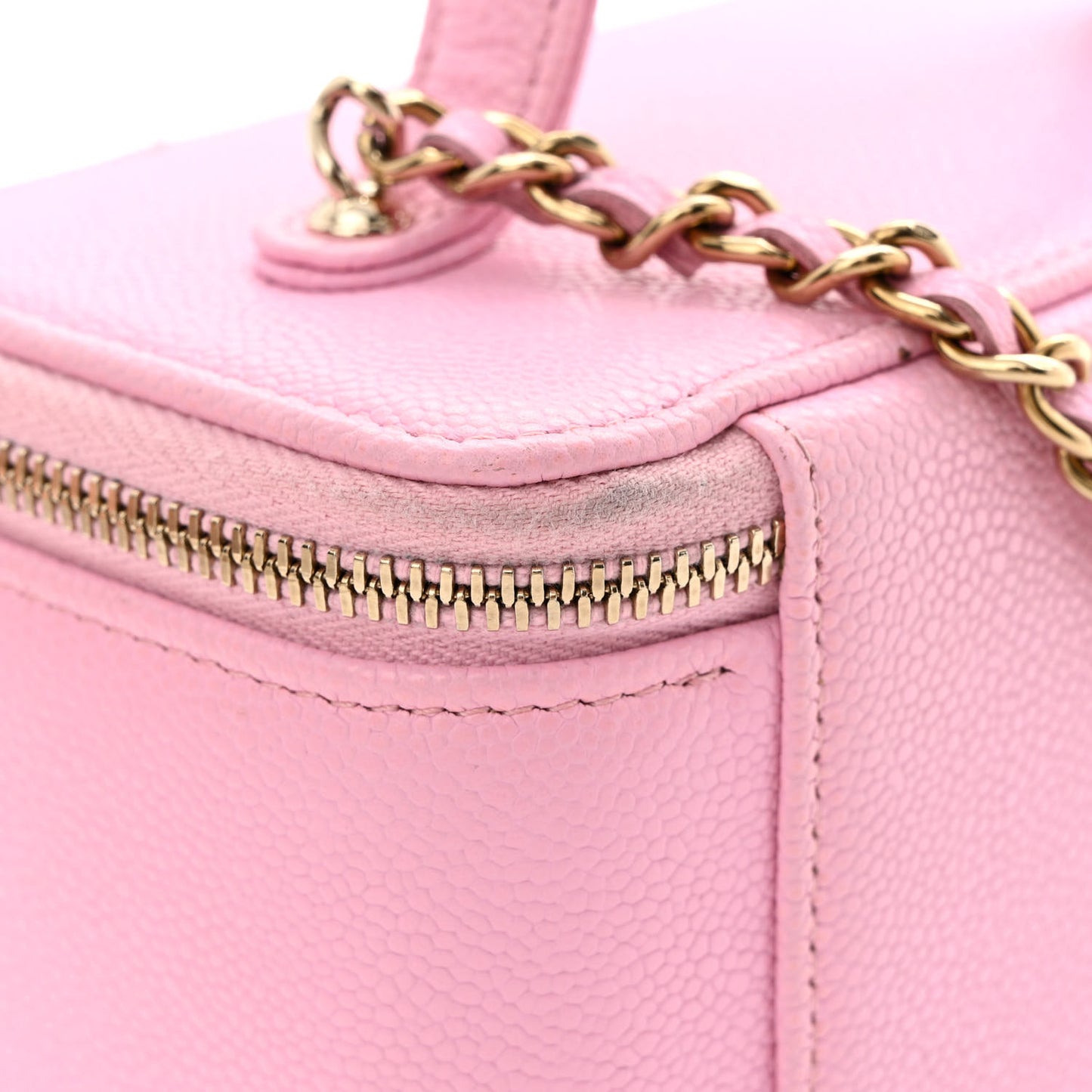 Caviar Quilted Top Handle Pocket Vanity Case Lilac