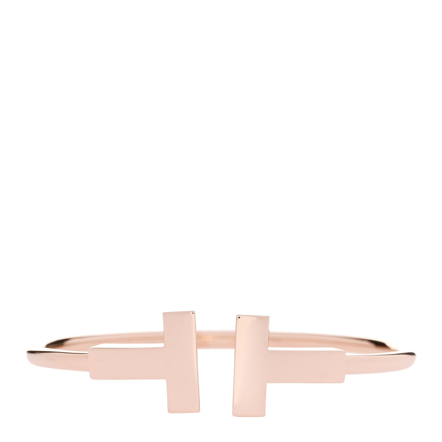 Tiffany 18K Rose Gold T Wide Wire Bracelet 1 of 3