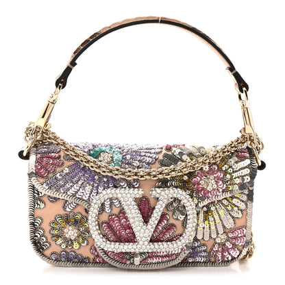 Valentino Garavani Sequin Burst Crystal Vlogo Embroidered Small Loco Shoulder Bag Multicolor 1 of 9