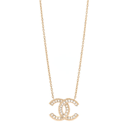 Chanel Crystal Textured CC Necklace Gold 1 of 6