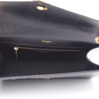 Saint Laurent Grain De Poudre Textured Mixed Matelasse Large Triquilt Monogram Satchel Black 5 of 9