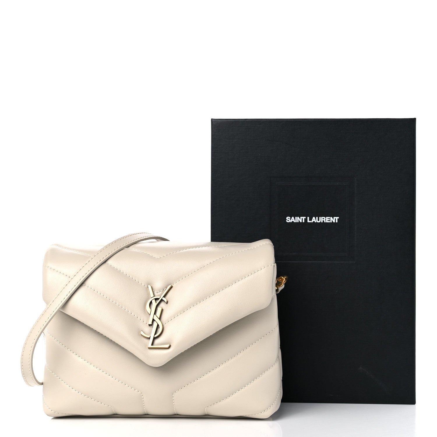 Saint Laurent Calfskin Y Quilted Monogram Toy Loulou Crossbody Bag Crema Soft 13 of 13