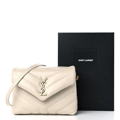 Saint Laurent Calfskin Y Quilted Monogram Toy Loulou Crossbody Bag Crema Soft 13 of 13