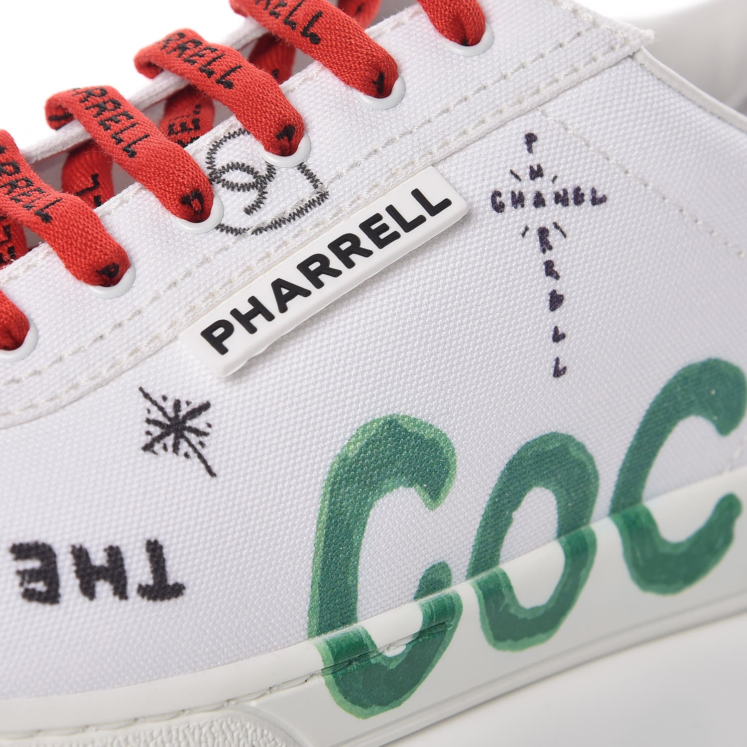Chanel Canvas Printed Pharrell Sneakers 42 White Multicolor 10 of 17