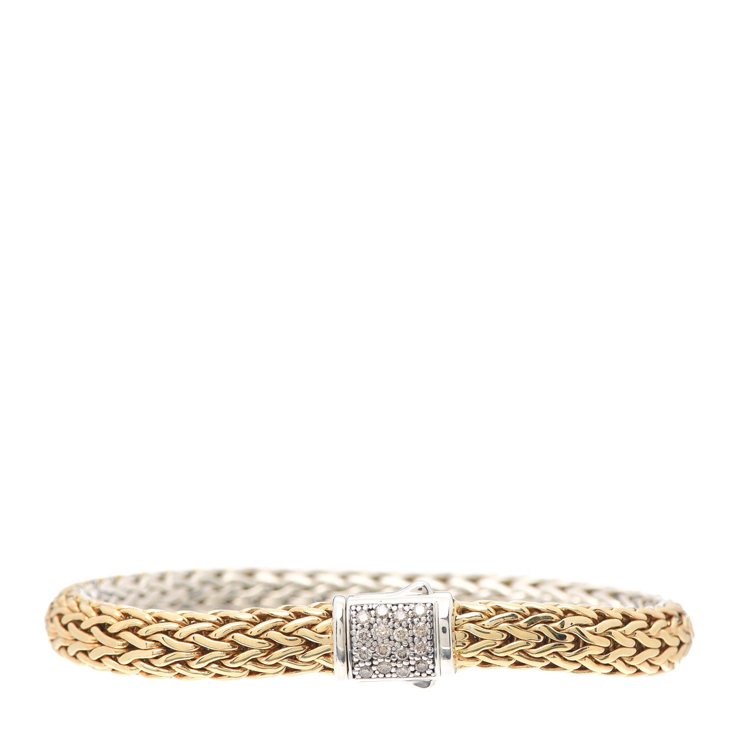 John Hardy Sterling Silver 18K Yellow Gold Diamond Black Sapphire 7.5mm Classic Chain Reversible Icon Bracelet 1 of 6