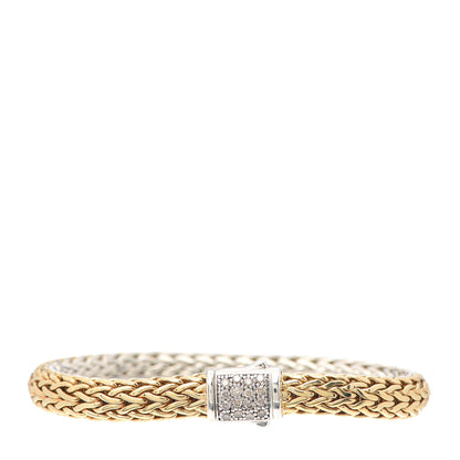John Hardy Sterling Silver 18K Yellow Gold Diamond Black Sapphire 7.5mm Classic Chain Reversible Icon Bracelet 1 of 6