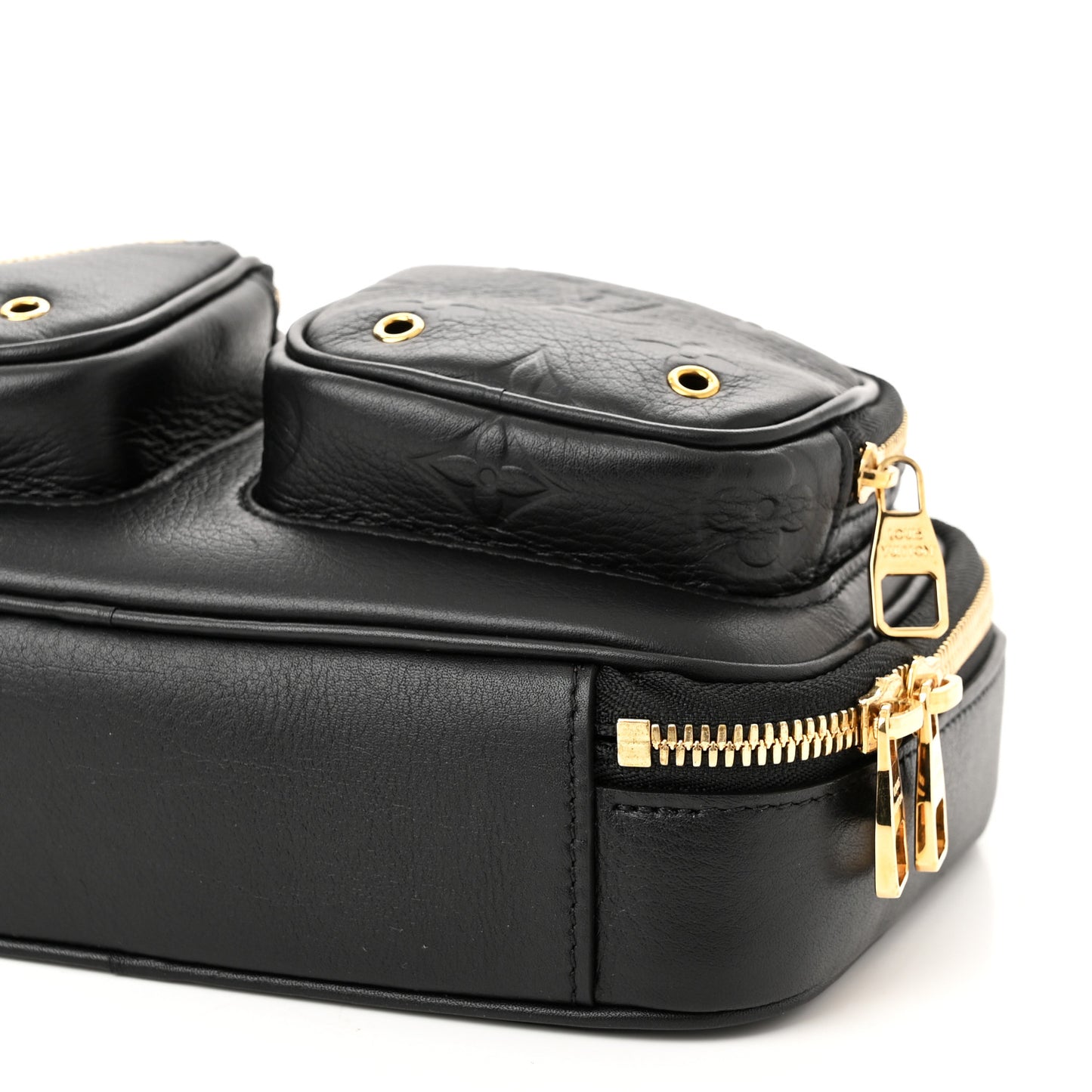 Calfskin Monogram Embossed Utility Crossbody Black