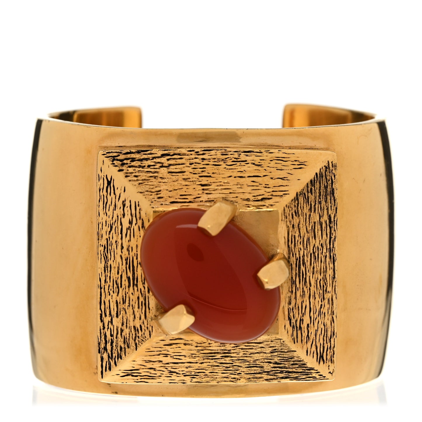 Brass Carnelian Square Cuff Bracelet S Rouge Dore