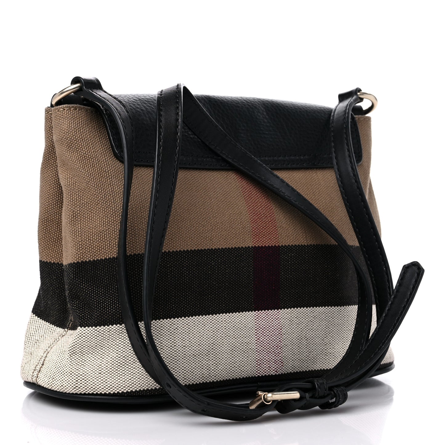 Mega Check Grainy Calfskin Small Gowan Messenger Bag Black
