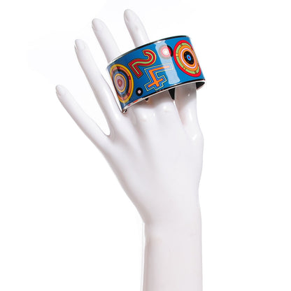 Hermes Enamel Printed Tohu Bohu Extra Wide Bracelet 70 Turquoise 2 of 6