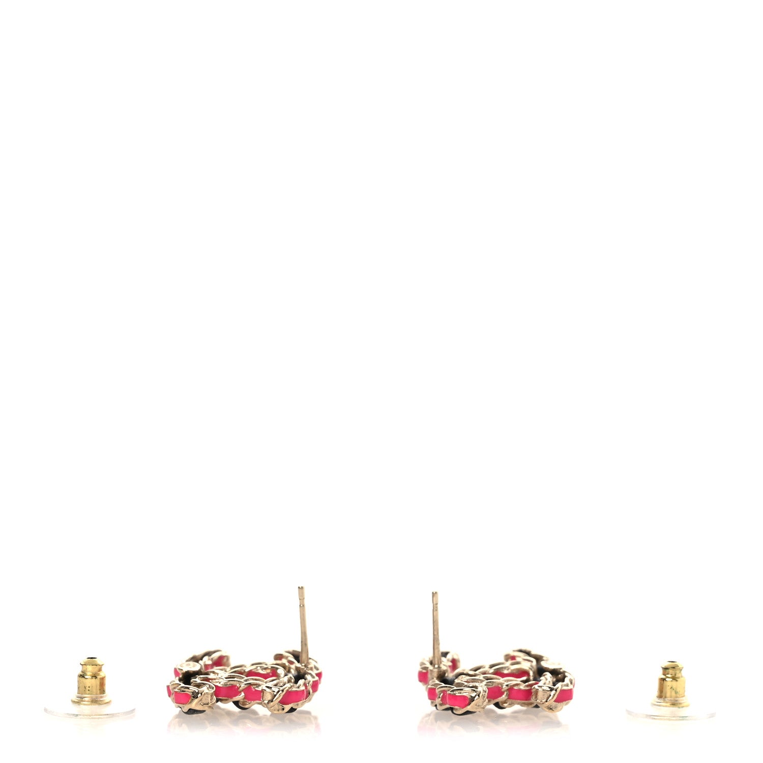 Chanel Lambskin CC Chain Earrings Black Gold Pink 3 of 4