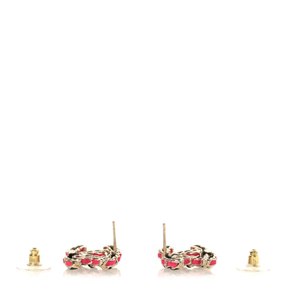 Chanel Lambskin CC Chain Earrings Black Gold Pink 3 of 4