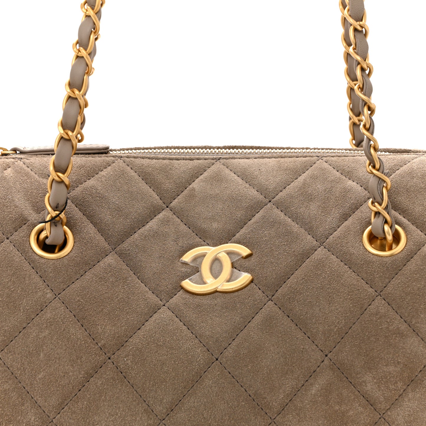 Suede Quilted Chanel 25 Bowling Bag Dark Grey