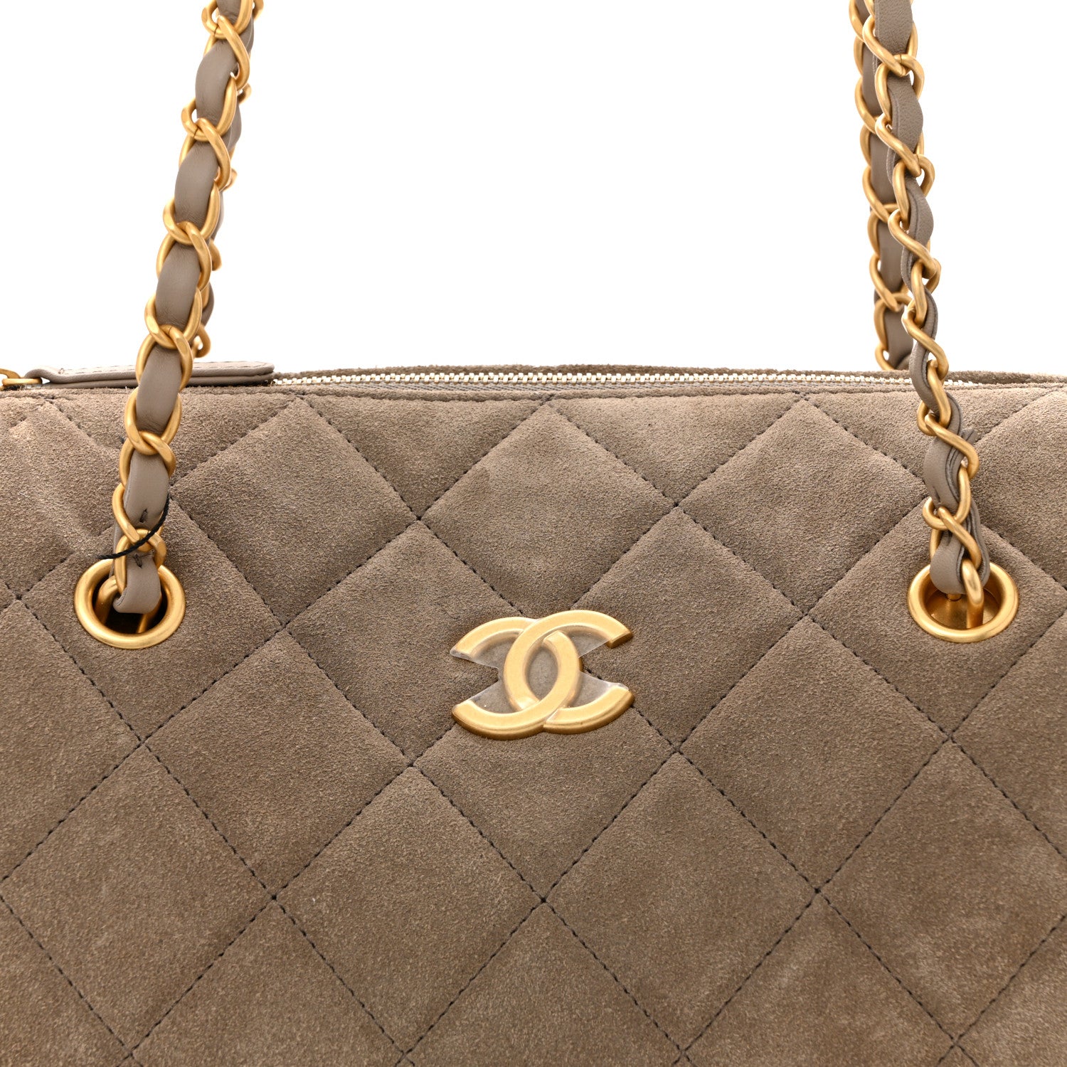 Chanel Suede Quilted Chanel 25 Bowling Bag Dark Grey 8 of 10