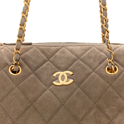 Chanel Suede Quilted Chanel 25 Bowling Bag Dark Grey 8 of 10