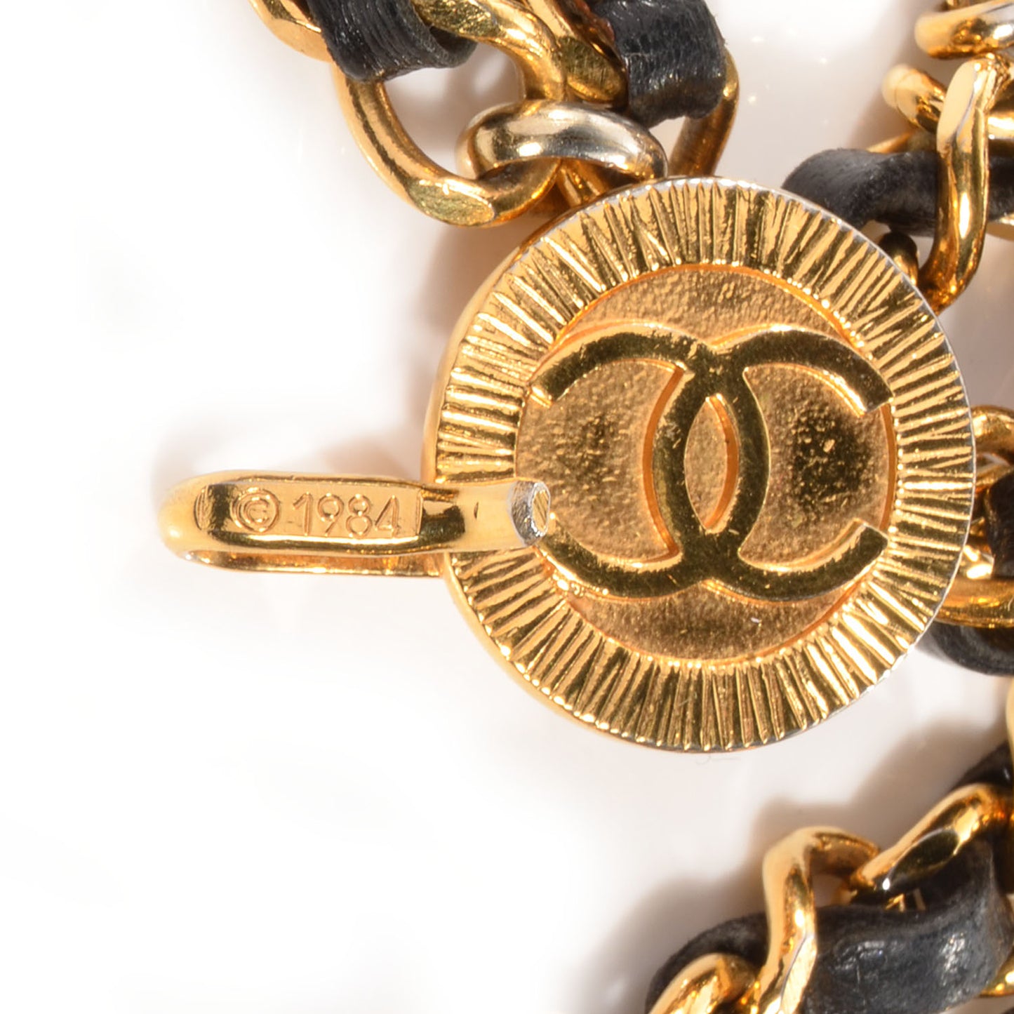 Lambskin Triple Chain Link CC Belt Gold