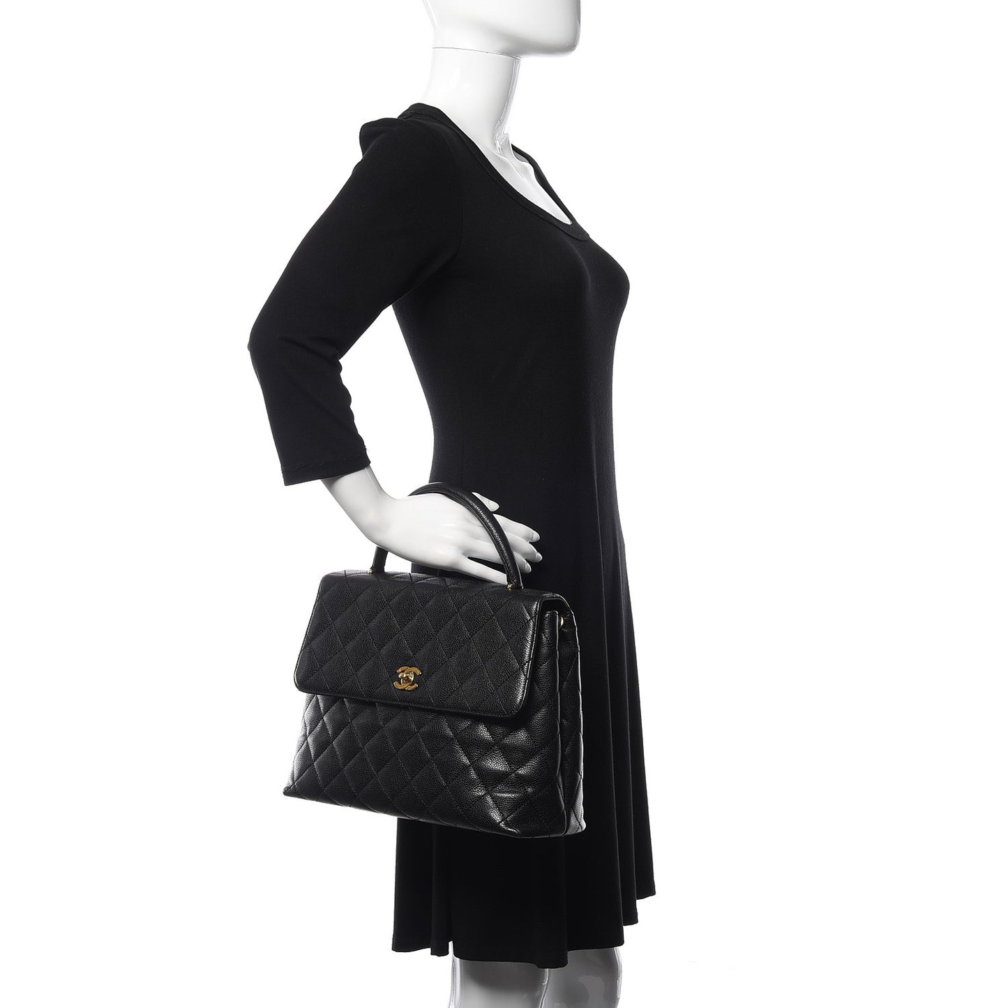 Caviar Quilted Jumbo Kelly Flap Black