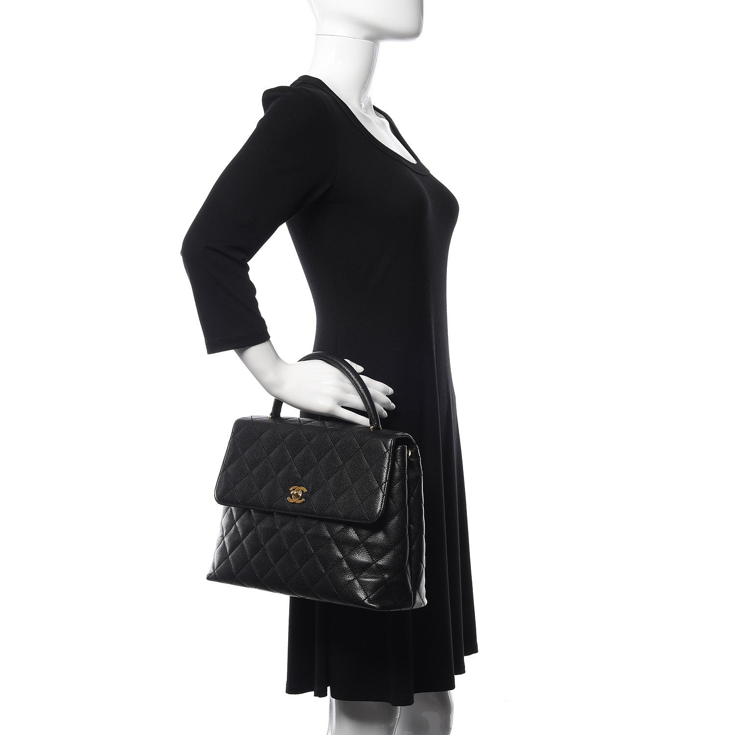 Chanel Caviar Quilted Jumbo Kelly Flap Black 2 of 11