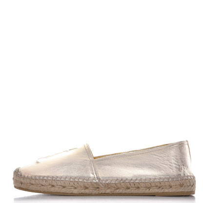 Saint Laurent Metallic Lambskin Monogram Espadrilles 40 Platino 1 of 11