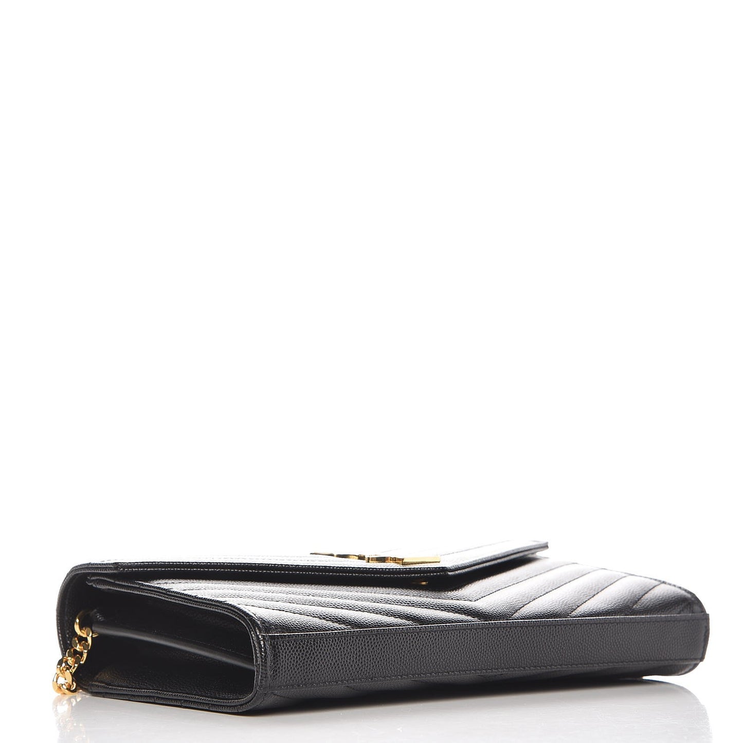 Grain De Poudre Matelasse Chevron Monogram Chain Wallet Black