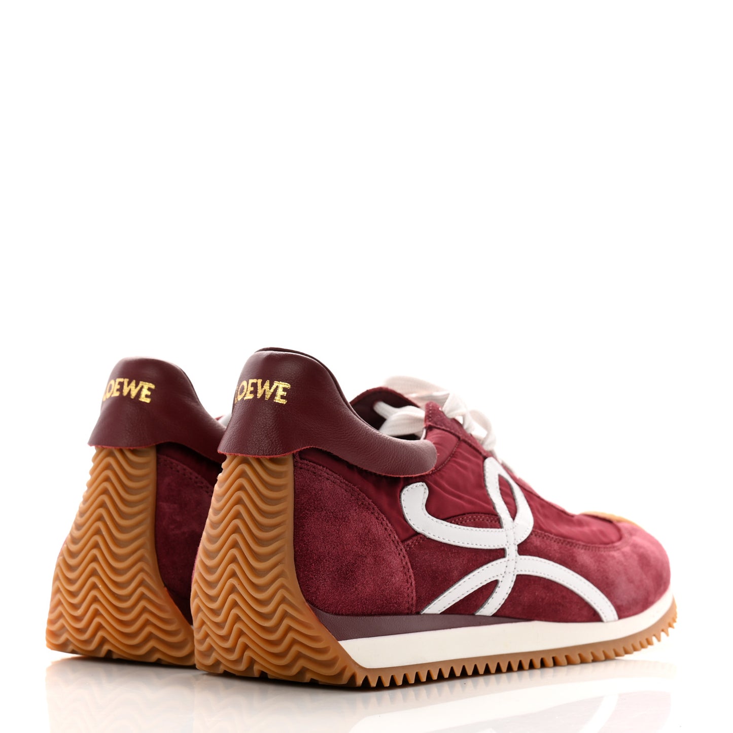 Nylon Suede Flow Runners Sneakers 41 Burgundy White