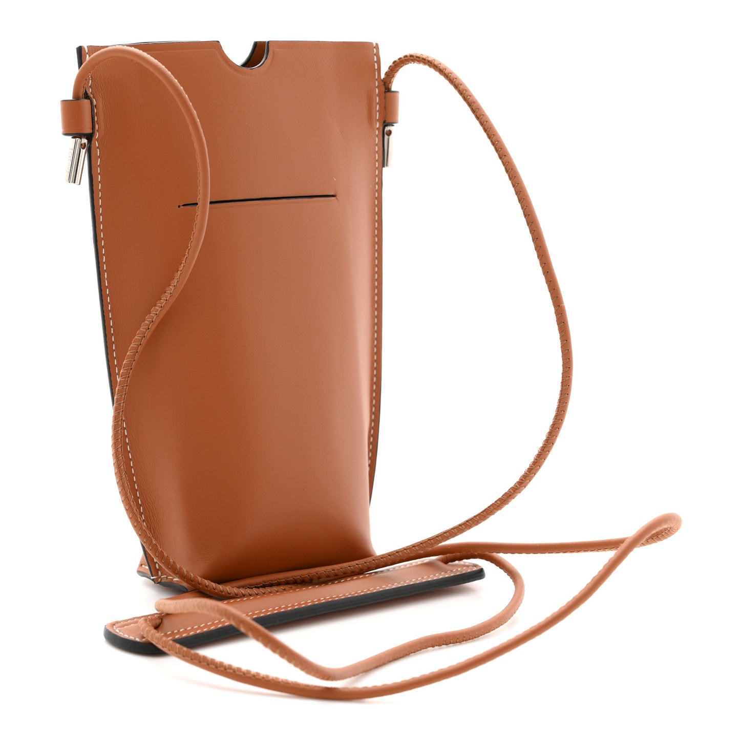 Smooth Calfskin Anagram Phone Pouch Tan
