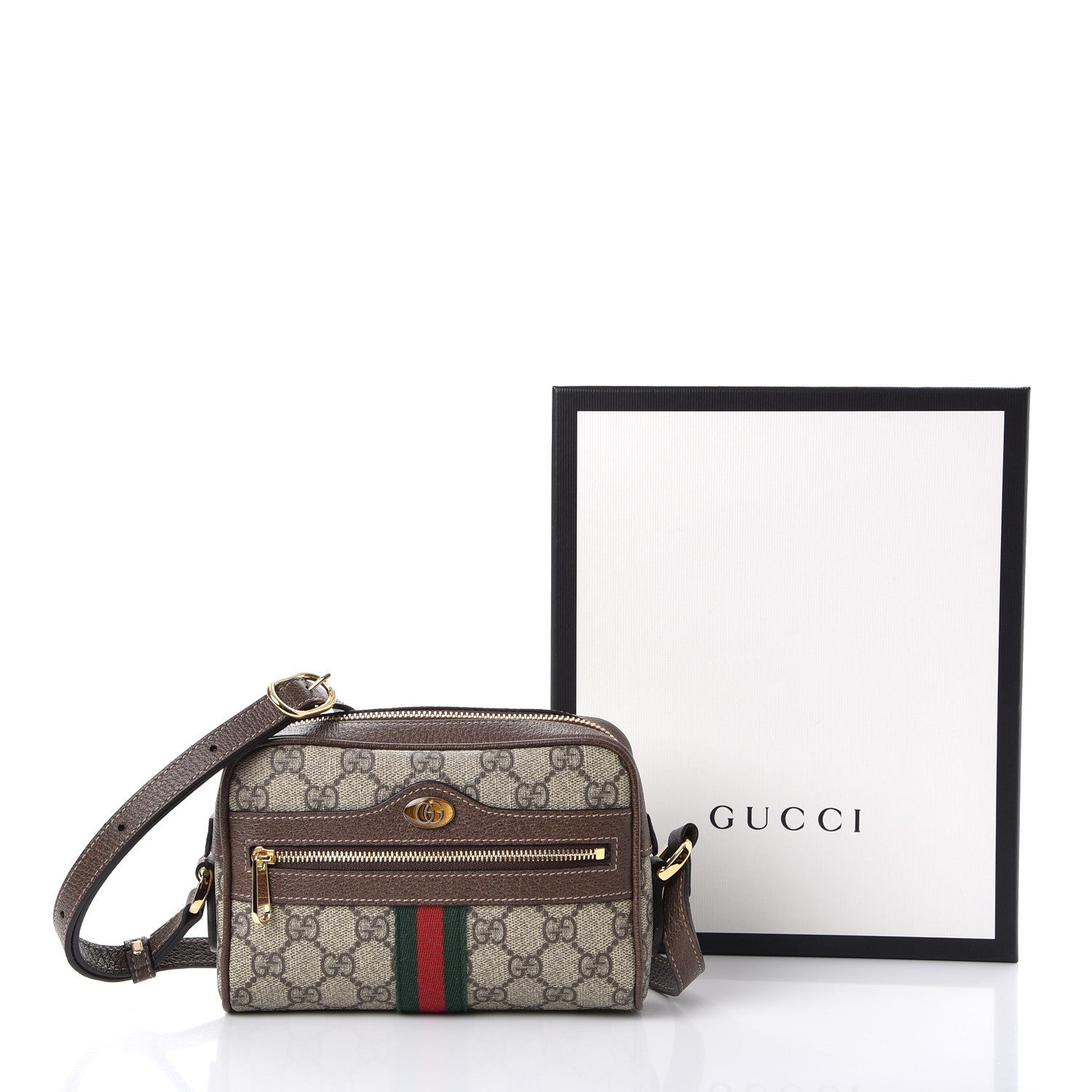 Gucci GG Supreme Monogram Web Mini Ophidia Shoulder Bag Brown 8 of 8