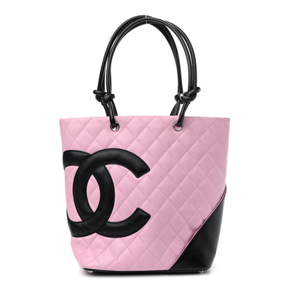 Chanel Calfskin Quilted Medium Cambon Tote Pink Black 1 of 11