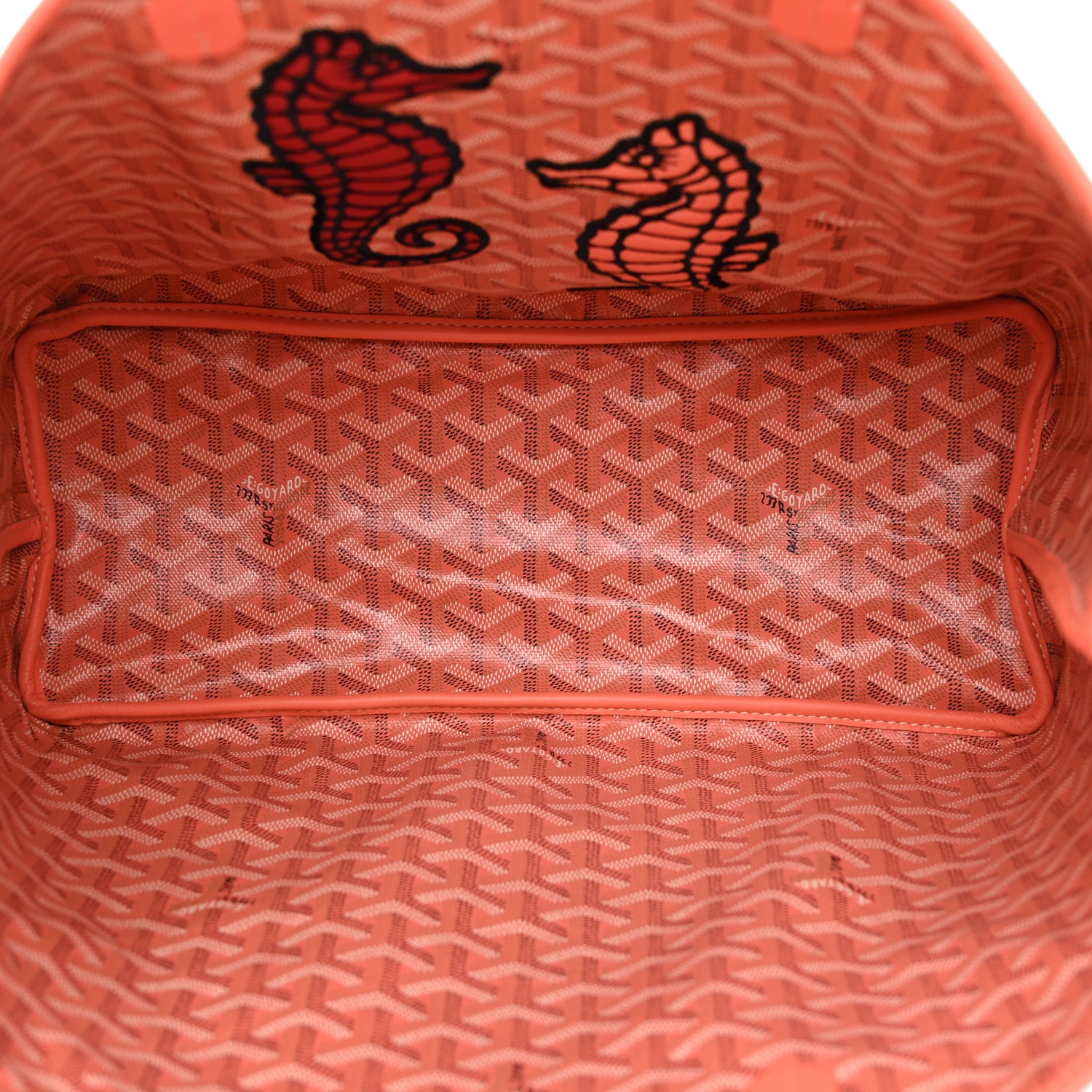 Goyard Goyardine Embroidered Seahorse Reversible Anjou PM Coral 11 of 19
