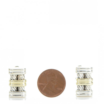 David Yurman Sterling Silver 14K Yellow Gold 20mm Cable Classics Cufflinks 2 of 4