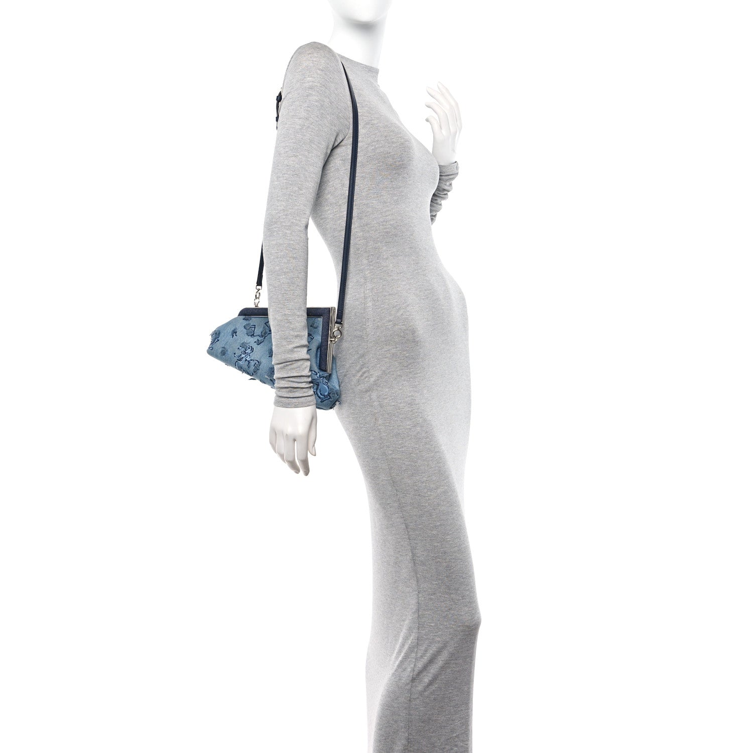 Fendi Denim Embroidered Astrology Small Fendi First Chiaro 2 of 10