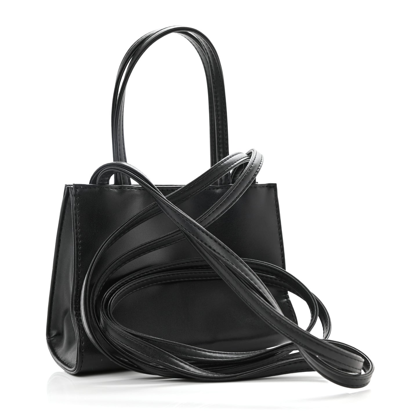 Vegan Leather Small Shopping Bag Black