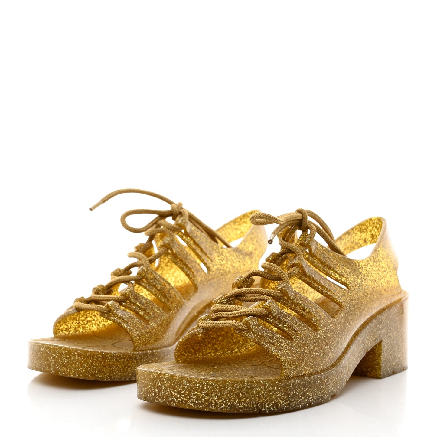 Glitter Rubber Jelly Sandals 38 Gold