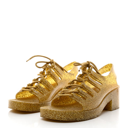 Bottega Veneta Glitter Rubber Jelly Sandals 38 Gold 3 of 7