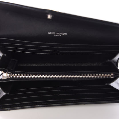 Saint Laurent Lambskin Y Quilted Monogram Large Loulou Flap Wallet Black 5 of 13