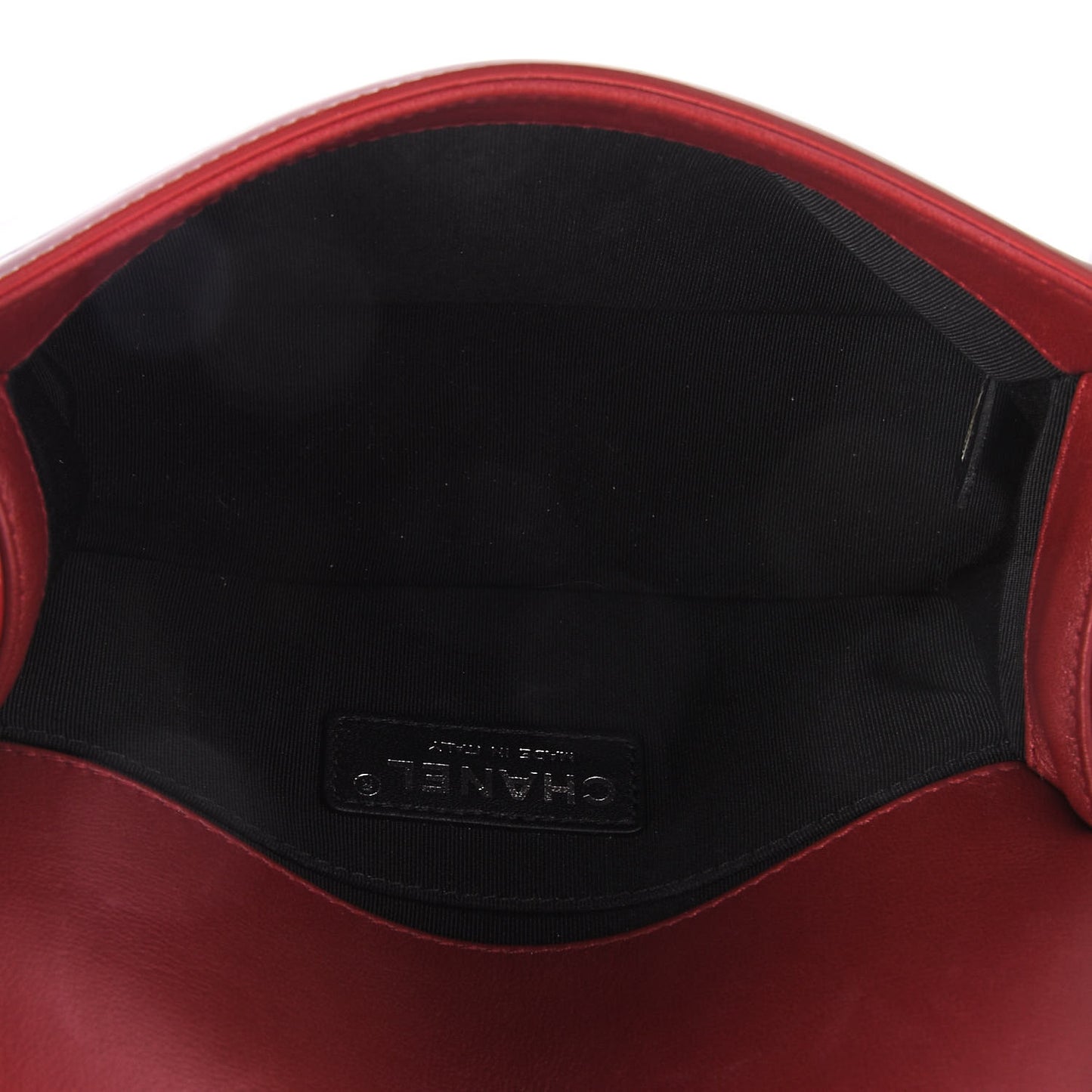 Patent Calfskin Quilted Small Plexiglass Boy Flap Red