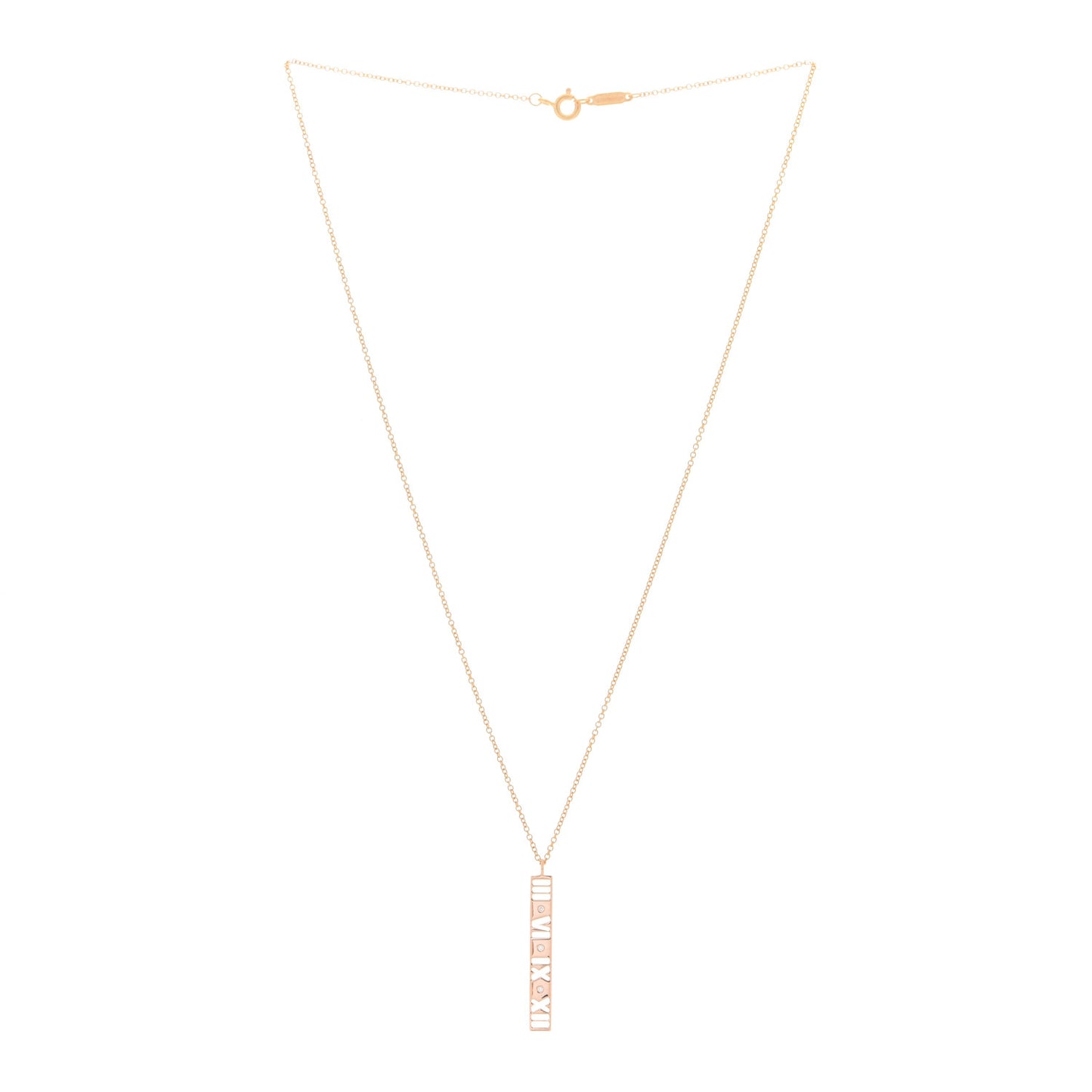 18K Rose Gold Diamond Atlas Bar Pendant Necklace