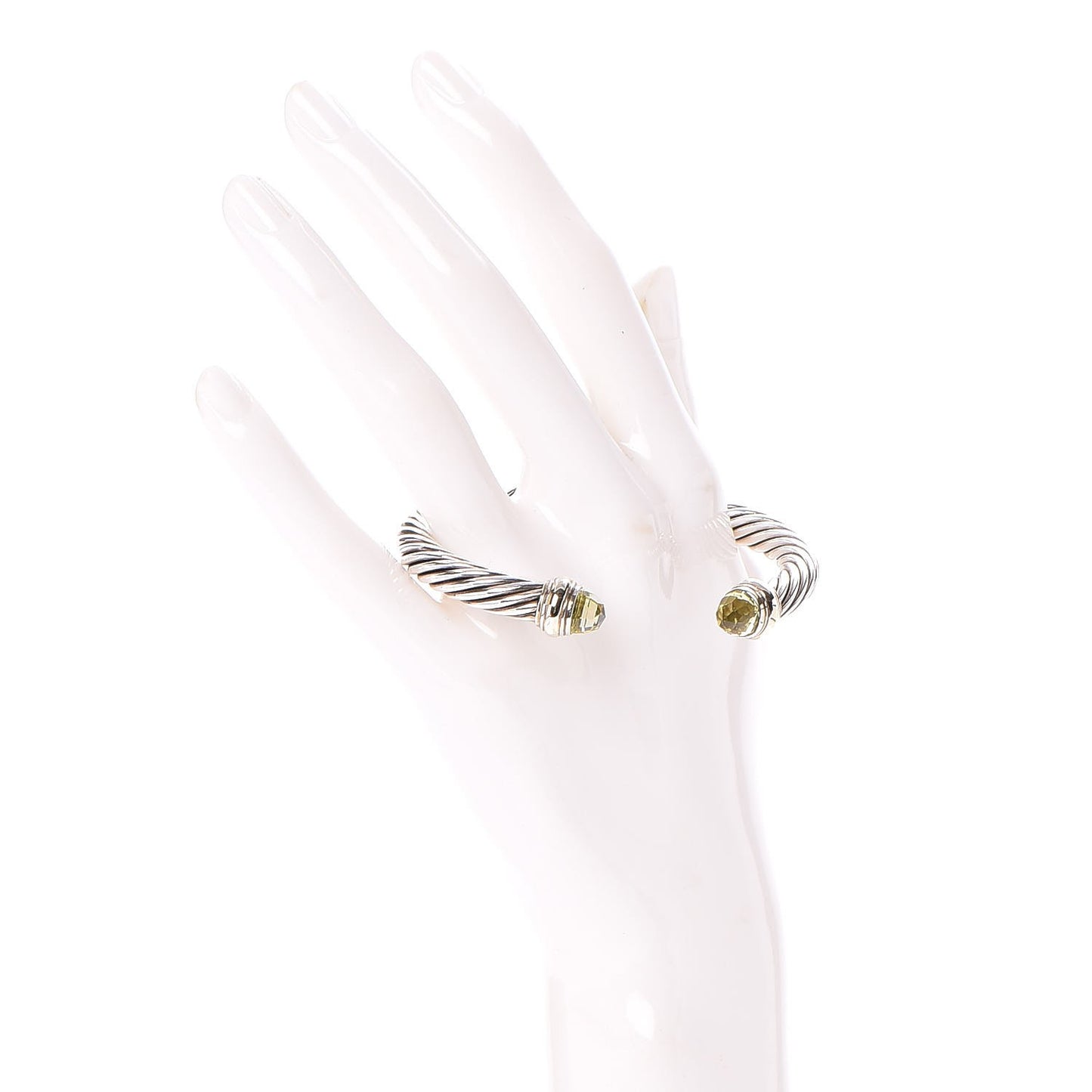 Sterling Silver 14K Yellow Gold Peridot 7mm Cable Classics Bracelet