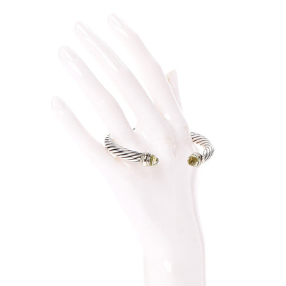 David Yurman Sterling Silver 14K Yellow Gold Peridot 7mm Cable Classics Bracelet 2 of 5